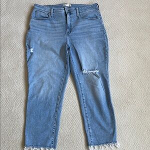 Madewell Blue Cropped Distressed Jeans